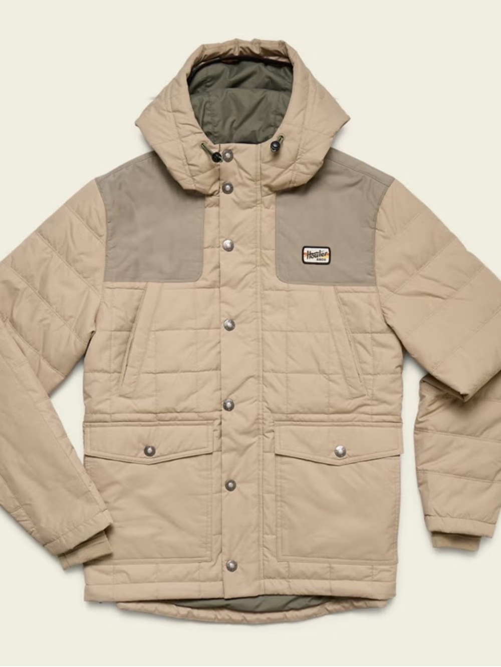 Howler Brothers - Quilted Spellbinder Hooded Puffer Parka in Light Beige - XL